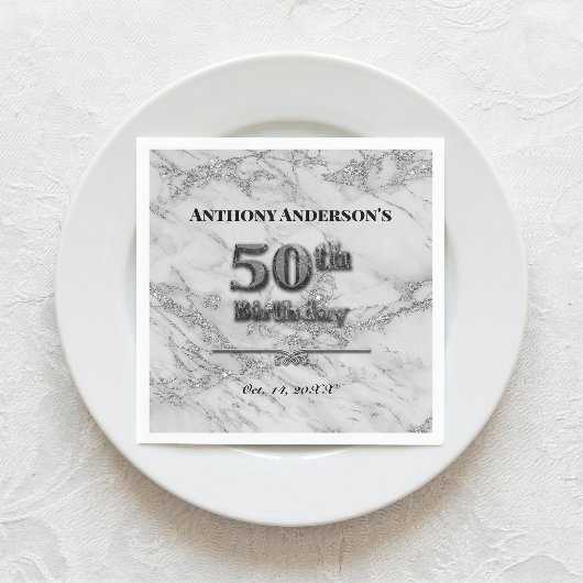Marble 50. Geburtstagsparty Serviette