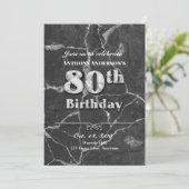 Marble 80. Geburtstagsparty Einladung (Stehend Vorderseite)