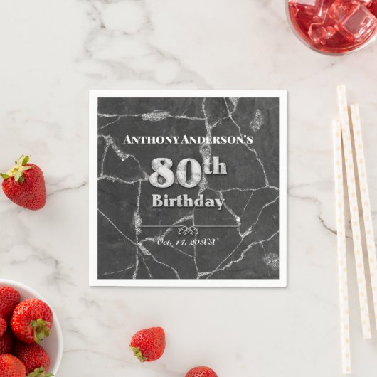 Marble 80. Geburtstagsparty Serviette (Beispiel)