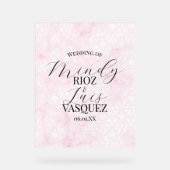 Marble Abstract Pink Wedding Script Black Acrylschild (Vorderseite)