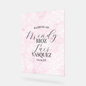 Marble Abstract Pink Wedding Script Black Acrylschild (Winkel)