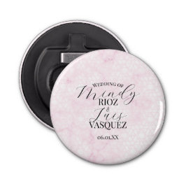 Marble Abstract Pink Wedding Script Black  Flaschenöffner