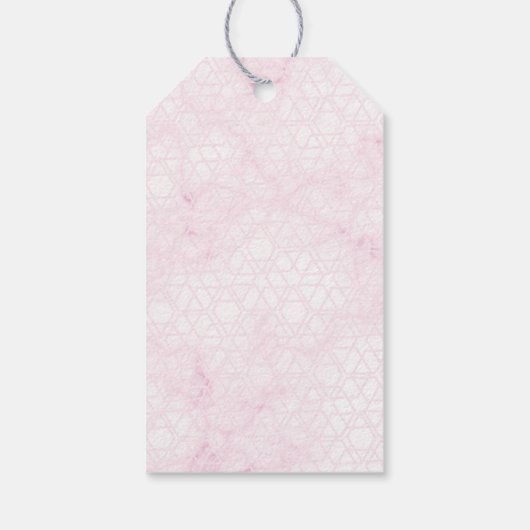 Marble Abstract Pink Wedding Script Black Geschenkanhänger (Rückseite)
