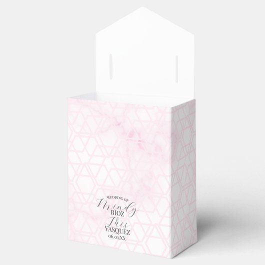 Marble Abstract Pink Wedding Script Black  Geschenkschachtel (Geöffnet)