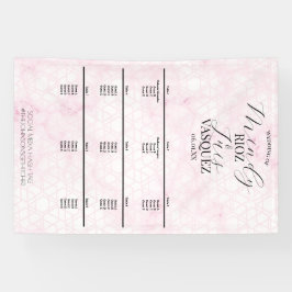 Marble Abstract Pink Wedding Script Black Menu Banner