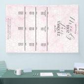 Marble Abstract Pink Wedding Script Black Menu Banner (Messe)