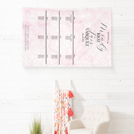 Marble Abstract Pink Wedding Script Black Menu Banner (InSitu)
