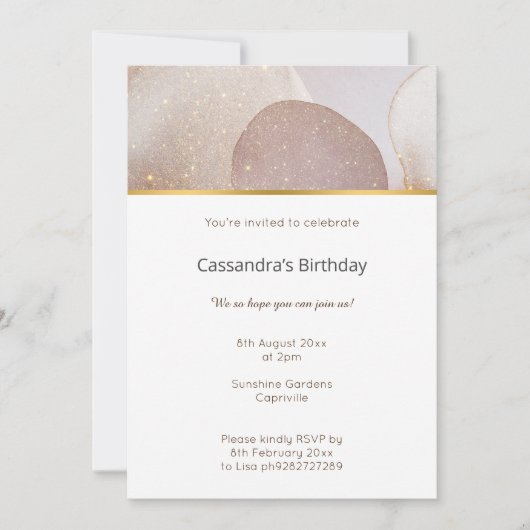 MARBLE ABSTRAKT BUBBLE NEUTRAL GEBURTSTAG EINLADUNG (Vorderseite)