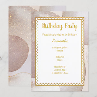 MARBLE ABSTRAKT GOLD SPOT GEBURTSTAG EINLADUNG