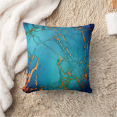 MARBLE ABSTRAKT OCEAN BLUE GOLD PILLOW KISSEN (Decke)