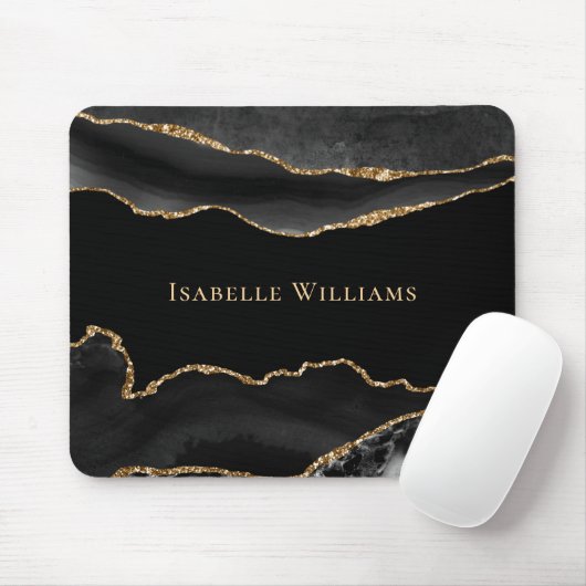 Marble Agate Black Gold Elegant Mousepad (Mit Mouse)