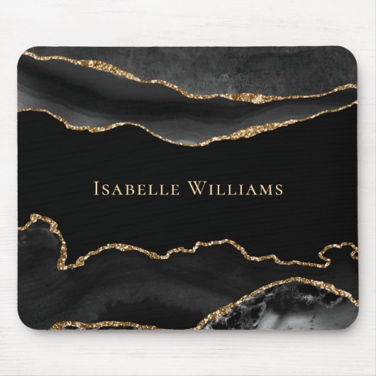 Marble Agate Black Gold Elegant Mousepad (Vorne)