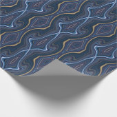 Marble Agate Blue Gold Swirbeln Chic Muster Geschenkpapier (Ecke)