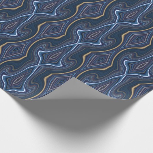 Marble Agate Blue Gold Swirbeln Chic Muster Geschenkpapier (Ecke)