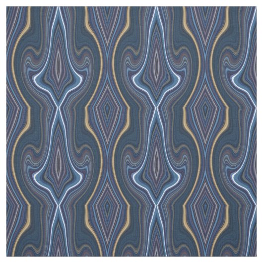 Marble Agate Blue Gold Swirbeln Chic Muster Stoff (Muster)