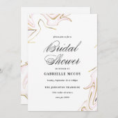 Marble Agate Brautparty | Rosa und Gold Einladung (Vorne/Hinten)