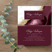 Marble Agate Burgundy Gold Glitzer Luxe Visitenkarte