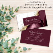 Marble Agate Burgundy Gold Glitzer Luxe Visitenkarte
