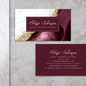 Marble Agate Burgundy Gold Glitzer Luxe Visitenkarte