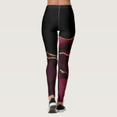 Marble Agate Chic Black Lila Gold Glitzer Leggings (Rückseite)