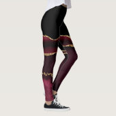 Marble Agate Chic Black Lila Gold Glitzer Leggings (Rechts)