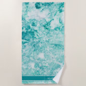 Marble Agate Custom aquamarin Crystal Monogram Nam Strandtuch (Vorderseite)