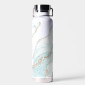 Marble Agate Geode Light Blue Gold Monogram Name Trinkflasche (Rückseite)