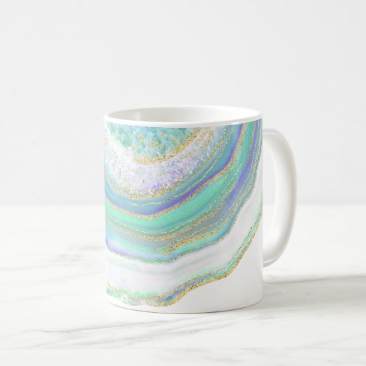 Marble Agate Geode Muster mit Monogramm Kaffeetasse (VorderseiteRechts)