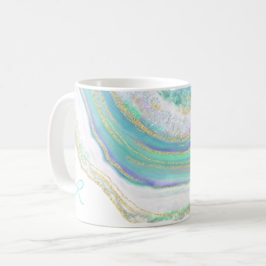 Marble Agate Geode Muster mit Monogramm Kaffeetasse (Vorderseite Links)