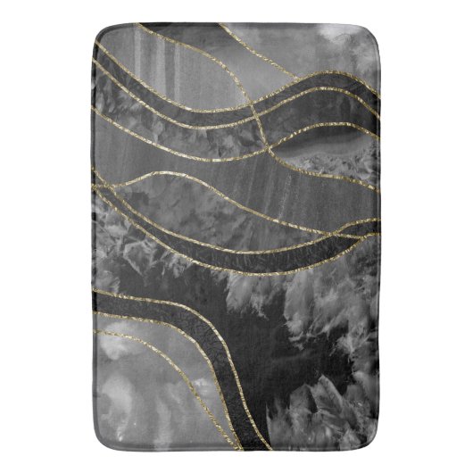 Marble Agate Gold Glam 11 Badematte (Vorderseite Vertikal)