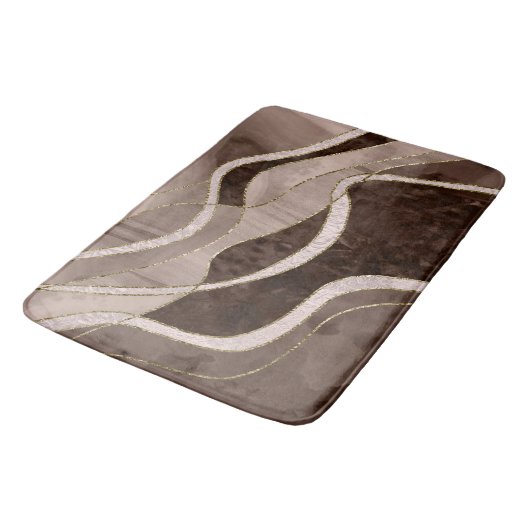 Marble Agate Gold Glam 5 - Landschaft Badematte (Schrägansicht)
