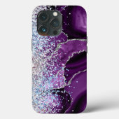 Marble Agate Liquid Tinte Lila Glitzer Case-Mate iPhone Hülle (Rückseite)