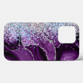 Marble Agate Liquid Tinte Lila Glitzer Case-Mate iPhone Hülle (Rückseite (Horizontal))