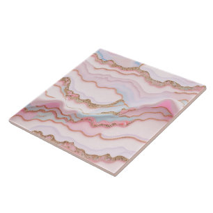 Marble Agate Modern Blue Pink Gold Collection Fliese