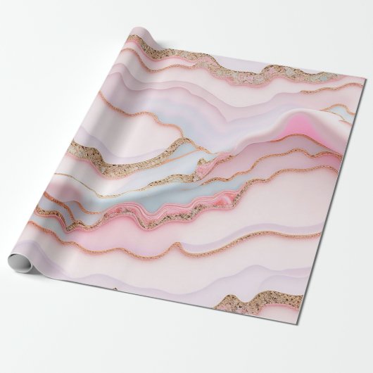 Marble Agate Modern Blue Pink Gold Collection Geschenkpapier (Ungerollt)
