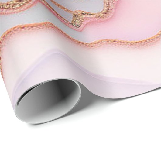 Marble Agate Modern Blue Pink Gold Collection Geschenkpapier (Rolleneckpunkt)