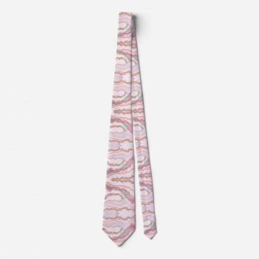 Marble Agate Modern Blue Pink Gold Collection Krawatte (Vorderseite)