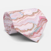 Marble Agate Modern Blue Pink Gold Collection Krawatte (Gerollt)