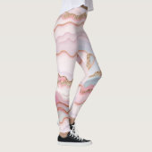Marble Agate Modern Blue Pink Gold Collection Leggings (Rechts)
