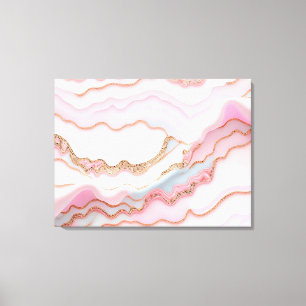Marble Agate Modern Blue Pink Gold Collection Leinwanddruck