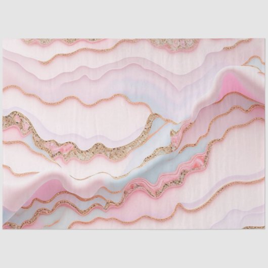 Marble Agate Modern Blue Pink Gold Collection Seidenpapier (Vorderseite)