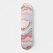 Marble Agate Modern Blue Pink Gold Collection Skateboard (Vorne)