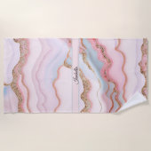 Marble Agate Modern Blue Pink Gold Collection Strandtuch (Vorderseite)