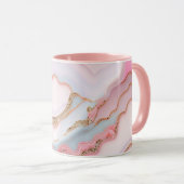 Marble Agate Modern Blue Pink Gold Collection Tasse (VorderseiteRechts)