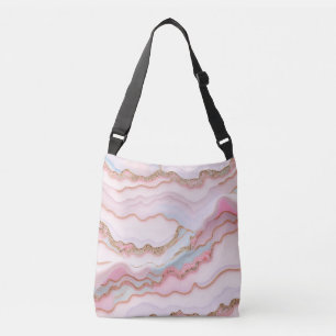 Marble Agate Modern Blue Pink Gold Collection Tragetaschen Mit Langen Trägern