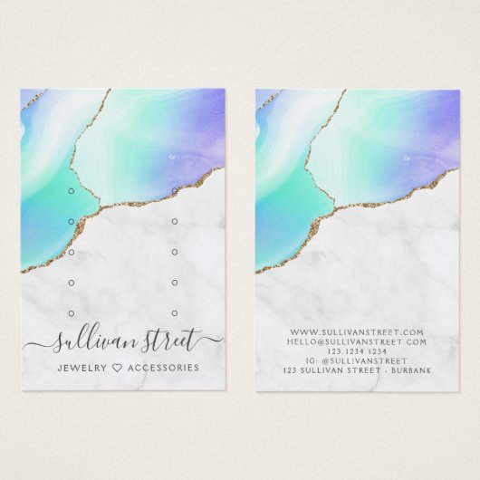 Marble Agate Multi Stud Ohrringe Display Card (Vorne & Hinten)