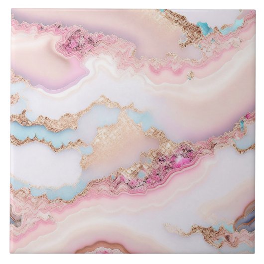Marble Agate Popular Blue Pink Gold Collection Fliese (Vorderseite)