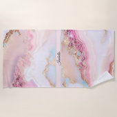 Marble Agate Popular Blue Pink Gold Collection Strandtuch (Vorderseite)