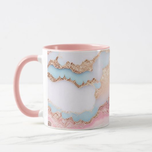 Marble Agate Popular Blue Pink Gold Collection Tasse (Links)