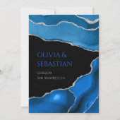 Marble Agate Royal Blue Foto Wedding Save The Date (Rückseite)